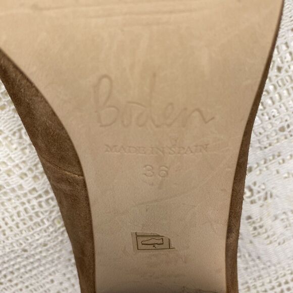 BODEN Pumps Suede Square Toe Block Heel Chunky Heels Womens 5.5 36 Tan Brown - Picture 8 of 8